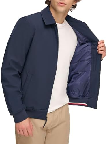 Tommy Hilfiger Mens Lightweight Water Resistant Varsity Bomber Jacket