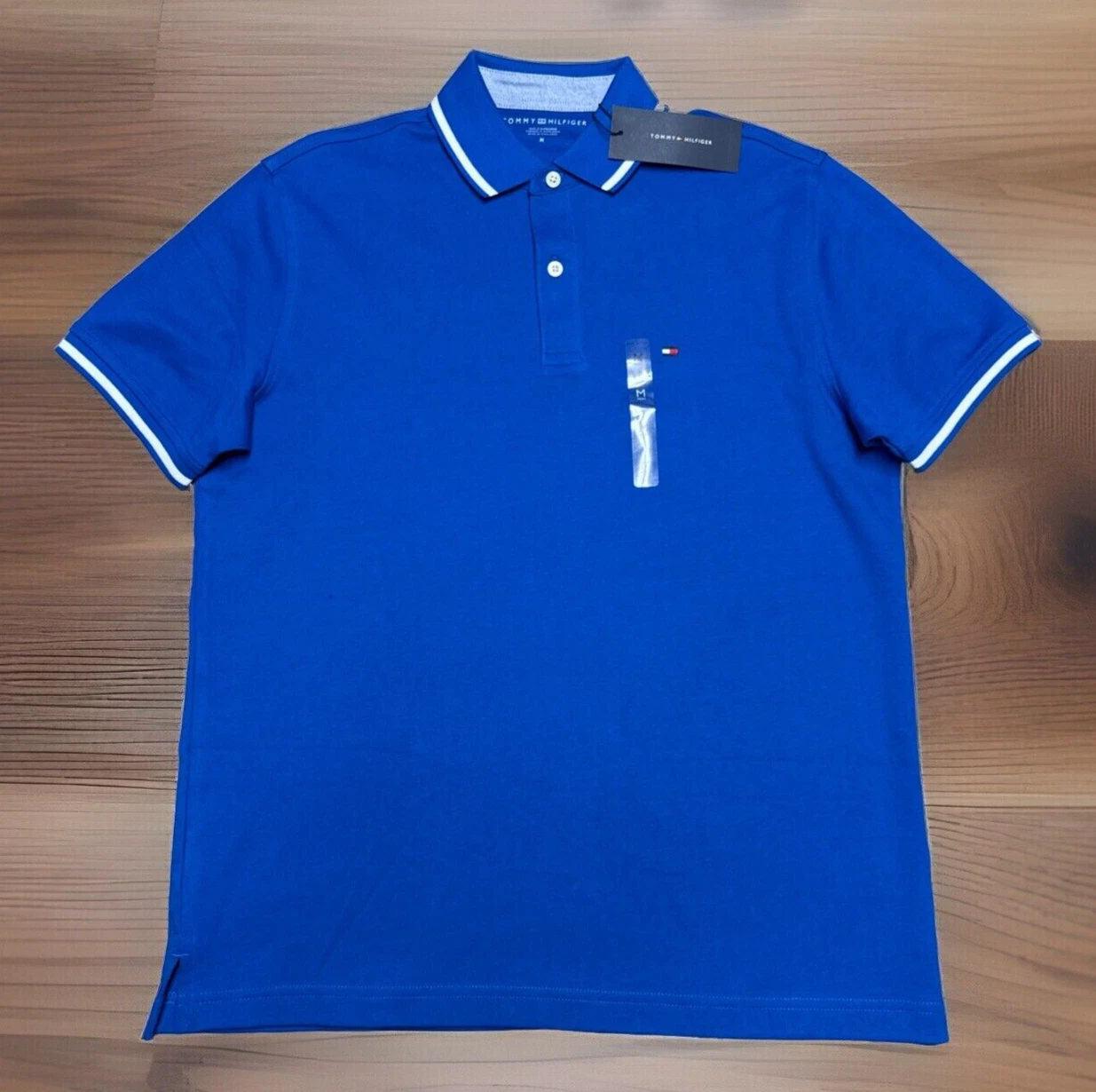 Tommy Hilfiger Mens Polo Shirt Cotton Size Medium Blue