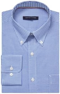 Tommy Hilfiger Mens Regular Fit Non Iron Gingham Dress Shirt   Amazon Exclusive