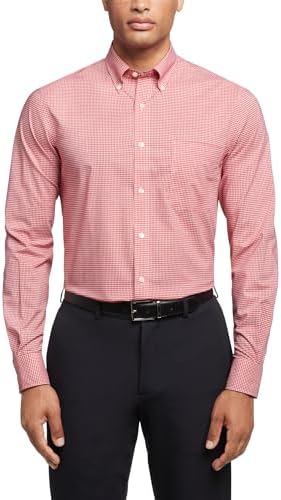 Tommy Hilfiger Mens Regular Fit Non Iron Gingham Dress Shirt   Amazon Exclusive
