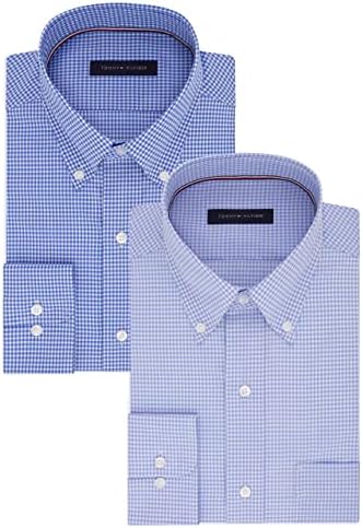 Tommy Hilfiger Mens Regular Fit Non Iron Gingham Dress Shirt   Amazon Exclusive