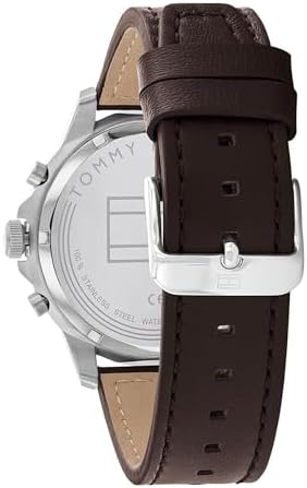 Tommy Hilfiger Mens Dressy Watch   Quartz Multifunction  Stainless Steel Case  Skeleton Dial  Link Bracelet   Gift for Him