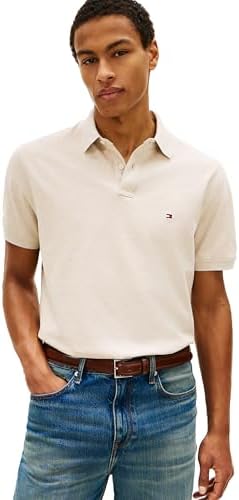 talla M - Tommy Hilfiger Mens Short Sleeve Polo Shirts in Classic Fit with Stretch and Organic Pique Cotton