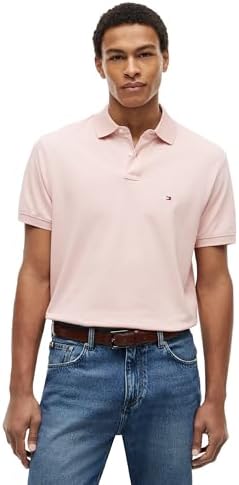 talla M - Tommy Hilfiger Mens Short Sleeve Polo Shirts in Classic Fit with Stretch and Organic Pique Cotton