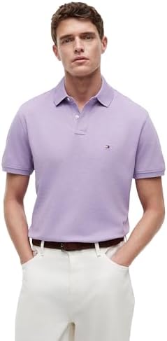 talla M - Tommy Hilfiger Mens Short Sleeve Polo Shirts in Classic Fit with Stretch and Organic Pique Cotton