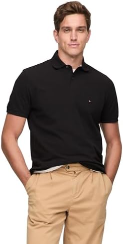 talla M - Tommy Hilfiger Mens Short Sleeve Polo Shirts in Classic Fit with Stretch and Organic Pique Cotton