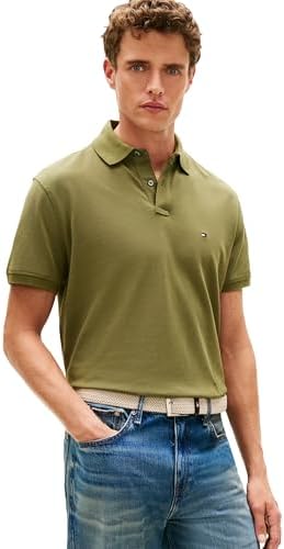 talla M - Tommy Hilfiger Mens Short Sleeve Polo Shirts in Classic Fit with Stretch and Organic Pique Cotton