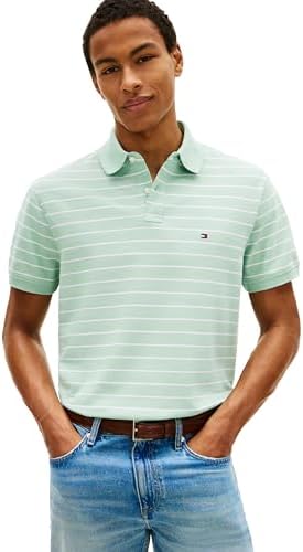 talla M - Tommy Hilfiger Mens Short Sleeve Polo Shirts in Classic Fit with Stretch and Organic Pique Cotton