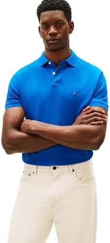 talla M - Tommy Hilfiger Mens Short Sleeve Polo Shirts in Classic Fit with Stretch and Organic Pique Cotton