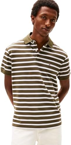 talla M - Tommy Hilfiger Mens Short Sleeve Polo Shirts in Classic Fit with Stretch and Organic Pique Cotton