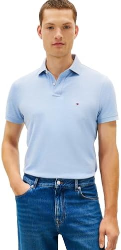 talla M - Tommy Hilfiger Mens Short Sleeve Polo Shirts in Classic Fit with Stretch and Organic Pique Cotton