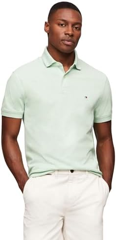 talla M - Tommy Hilfiger Mens Short Sleeve Polo Shirts in Classic Fit with Stretch and Organic Pique Cotton