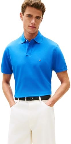 talla M - Tommy Hilfiger Mens Short Sleeve Polo Shirts in Classic Fit with Stretch and Organic Pique Cotton
