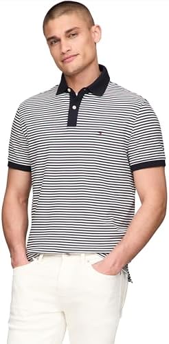 talla M - Tommy Hilfiger Mens Short Sleeve Polo Shirts in Classic Fit with Stretch and Organic Pique Cotton