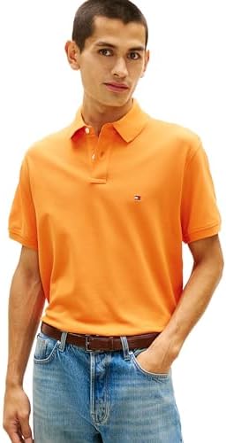 talla M - Tommy Hilfiger Mens Short Sleeve Polo Shirts in Classic Fit with Stretch and Organic Pique Cotton