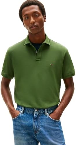 talla M - Tommy Hilfiger Mens Short Sleeve Polo Shirts in Classic Fit with Stretch and Organic Pique Cotton