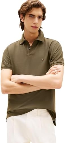 talla M - Tommy Hilfiger Mens Short Sleeve Polo Shirts in Classic Fit with Stretch and Organic Pique Cotton