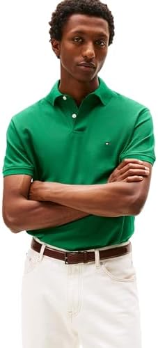 talla M - Tommy Hilfiger Mens Short Sleeve Polo Shirts in Classic Fit with Stretch and Organic Pique Cotton