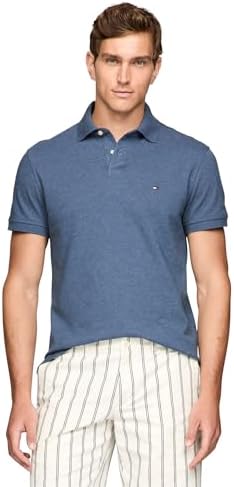 talla M - Tommy Hilfiger Mens Short Sleeve Polo Shirts in Classic Fit with Stretch and Organic Pique Cotton