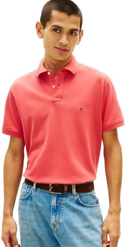 talla M - Tommy Hilfiger Mens Short Sleeve Polo Shirts in Classic Fit with Stretch and Organic Pique Cotton