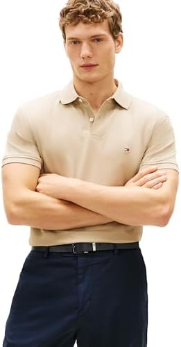 talla M - Tommy Hilfiger Mens Short Sleeve Polo Shirts in Classic Fit with Stretch and Organic Pique Cotton