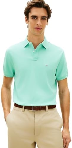 talla M - Tommy Hilfiger Mens Short Sleeve Polo Shirts in Classic Fit with Stretch and Organic Pique Cotton