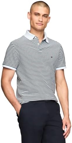 talla M - Tommy Hilfiger Mens Short Sleeve Polo Shirts in Classic Fit with Stretch and Organic Pique Cotton