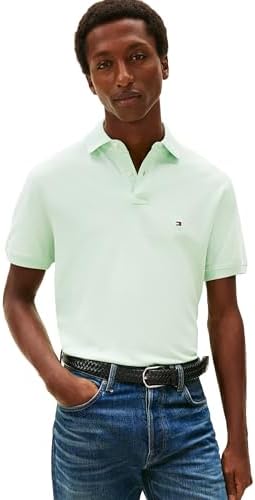 talla M - Tommy Hilfiger Mens Short Sleeve Polo Shirts in Classic Fit with Stretch and Organic Pique Cotton