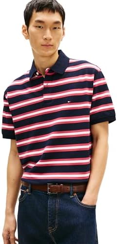 talla M - Tommy Hilfiger Mens Short Sleeve Polo Shirts in Classic Fit with Stretch and Organic Pique Cotton