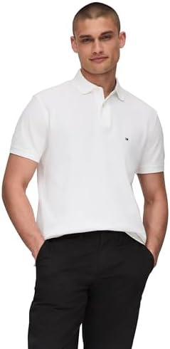 talla M - Tommy Hilfiger Mens Short Sleeve Polo Shirts in Classic Fit with Stretch and Organic Pique Cotton