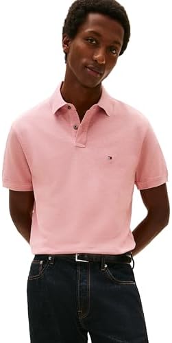 talla M - Tommy Hilfiger Mens Short Sleeve Polo Shirts in Classic Fit with Stretch and Organic Pique Cotton