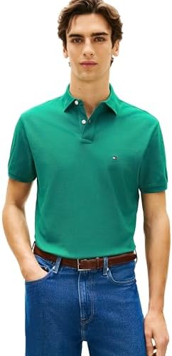 talla M - Tommy Hilfiger Mens Short Sleeve Polo Shirts in Classic Fit with Stretch and Organic Pique Cotton