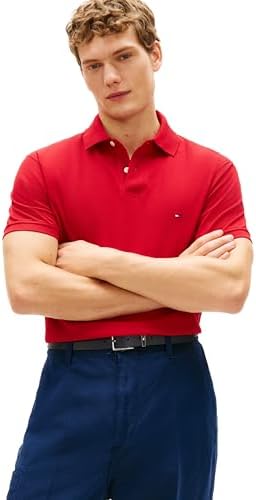 talla m - Tommy Hilfiger - Camisas polo de manga corta para hombre con calce clásico, elásticas y de algodón piqué orgánico
