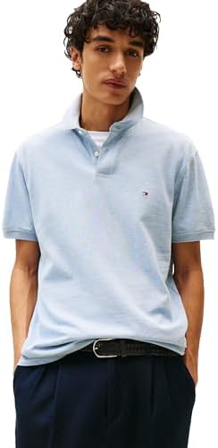 talla m - Tommy Hilfiger - Camisas polo de manga corta para hombre con calce clásico, elásticas y de algodón piqué orgánico