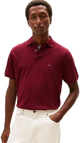 talla m - Tommy Hilfiger - Camisas polo de manga corta para hombre con calce clásico, elásticas y de algodón piqué orgánico