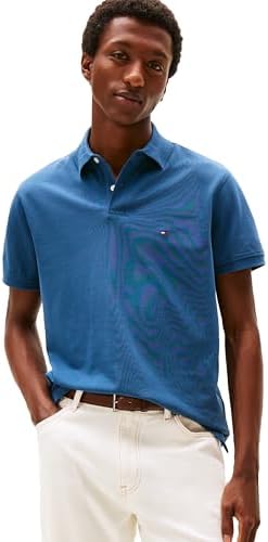 talla m - Tommy Hilfiger - Camisas polo de manga corta para hombre con calce clásico, elásticas y de algodón piqué orgánico