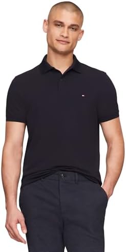 talla m - Tommy Hilfiger - Camisas polo de manga corta para hombre con calce clásico, elásticas y de algodón piqué orgánico