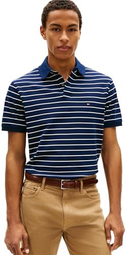 talla m - Tommy Hilfiger - Camisas polo de manga corta para hombre con calce clásico, elásticas y de algodón piqué orgánico