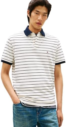 talla m - Tommy Hilfiger - Camisas polo de manga corta para hombre con calce clásico, elásticas y de algodón piqué orgánico