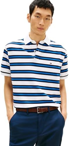 talla m - Tommy Hilfiger - Camisas polo de manga corta para hombre con calce clásico, elásticas y de algodón piqué orgánico