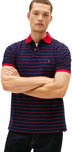 talla m - Tommy Hilfiger - Camisas polo de manga corta para hombre con calce clásico, elásticas y de algodón piqué orgánico