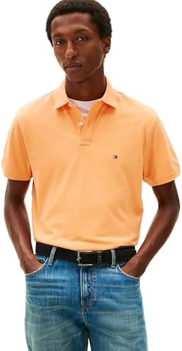 talla m - Tommy Hilfiger - Camisas polo de manga corta para hombre con calce clásico, elásticas y de algodón piqué orgánico