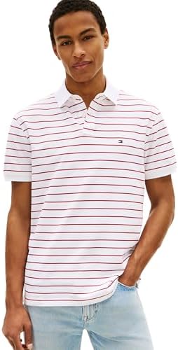 talla m - Tommy Hilfiger - Camisas polo de manga corta para hombre con calce clásico, elásticas y de algodón piqué orgánico