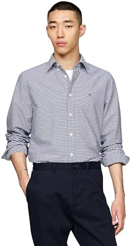 Tommy Hilfiger Mens Long Sleeve Oxford Shirts in Regular Fit  Mens Button Down Shirts  Also Available in Big and Tall