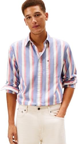Tommy Hilfiger Mens Long Sleeve Oxford Shirts in Regular Fit  Mens Button Down Shirts  Also Available in Big and Tall
