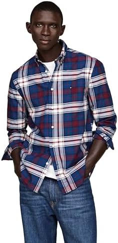 Tommy Hilfiger Mens Long Sleeve Oxford Shirts in Regular Fit  Mens Button Down Shirts  Also Available in Big and Tall