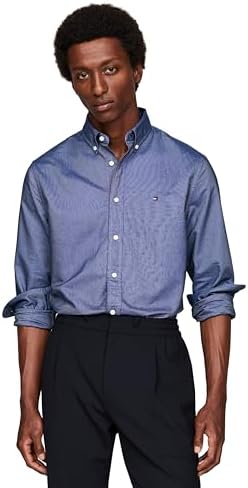 Tommy Hilfiger Mens Long Sleeve Oxford Shirts in Regular Fit  Mens Button Down Shirts  Also Available in Big and Tall