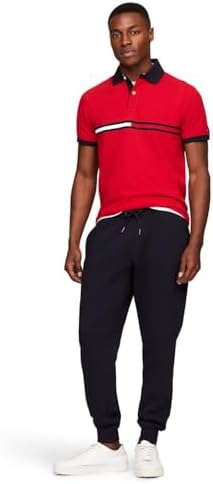 Tommy Hilfiger Mens Short Sleeve Cotton Pique Flag Graphic Polo Shirt in Custom Fit