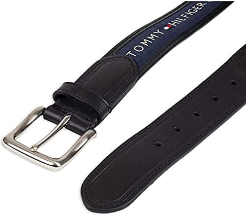 Tommy Hilfiger Mens Fabric Inlay Casual Belt With Classic Harness Buckle