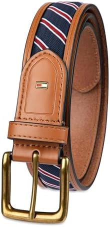 Tommy Hilfiger Mens Fabric Inlay Casual Belt With Classic Harness Buckle